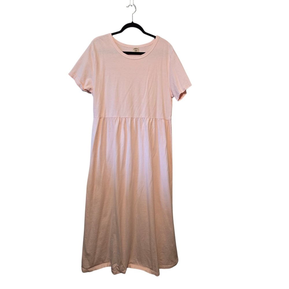 Vintage 90s 100% Cotton Maxi Dress Women's XL Pink Modest Boho Coquette Tradwife